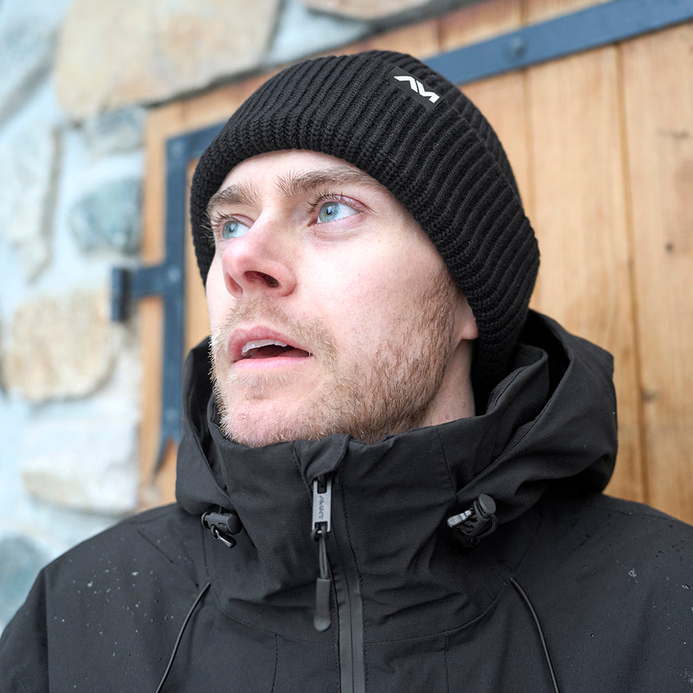 Goenne Merino Blend Fleece Lined Beanie (Black)