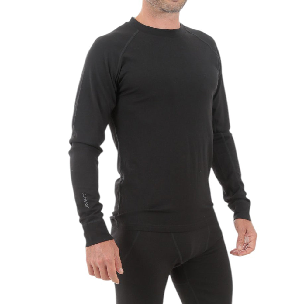 Mens Fanlide Merino Long Sleeve Crew (Black)