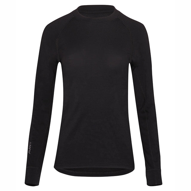 Womens Fanlide Merino Long Sleeve Crew (Black) #contain